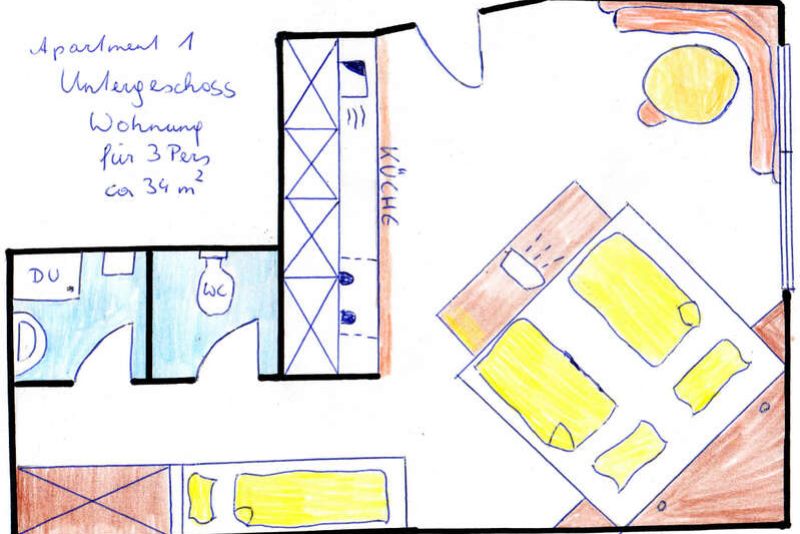  Floor plan of apartment 1 in Apart Gruber