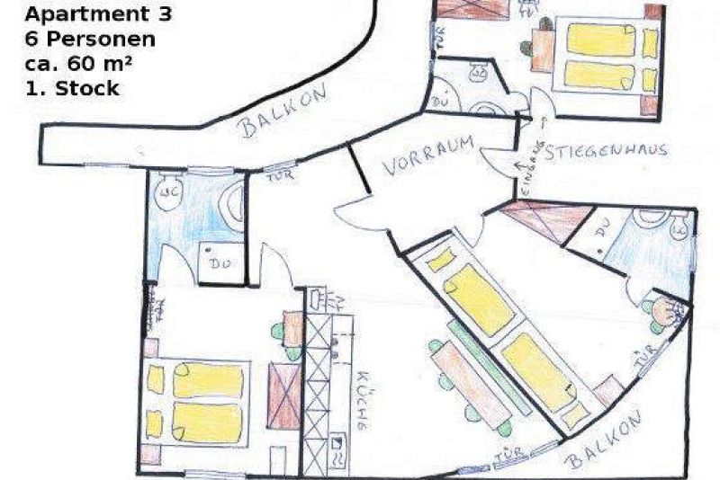 Floor plan of apartment 3 in Apart Gruber